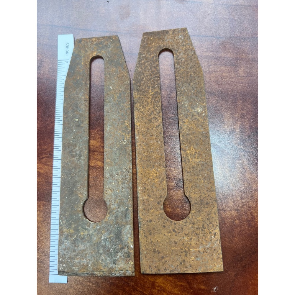 Vintage Steel Slotted Counterweights Set of 2 Industrial Plates 9"x3"‎